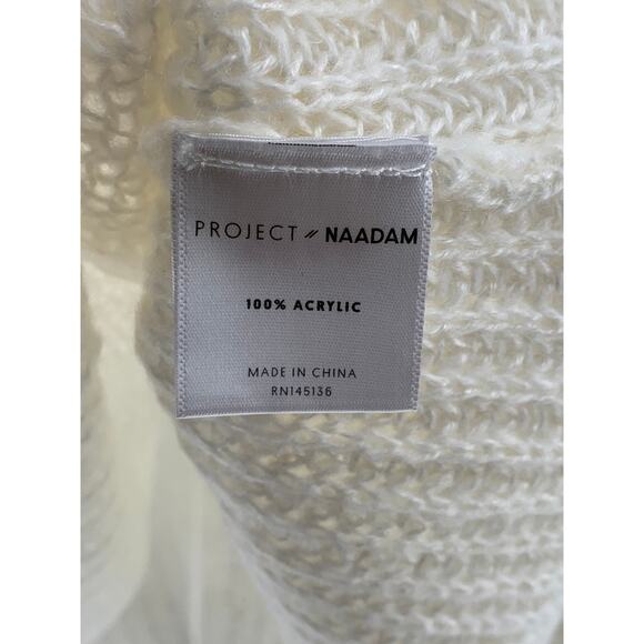 PROJECT NAADAM Women's Off-White Knit Scoop-Neck Long Sleeve Bow Sweater SZ L - Picture 10 of 10